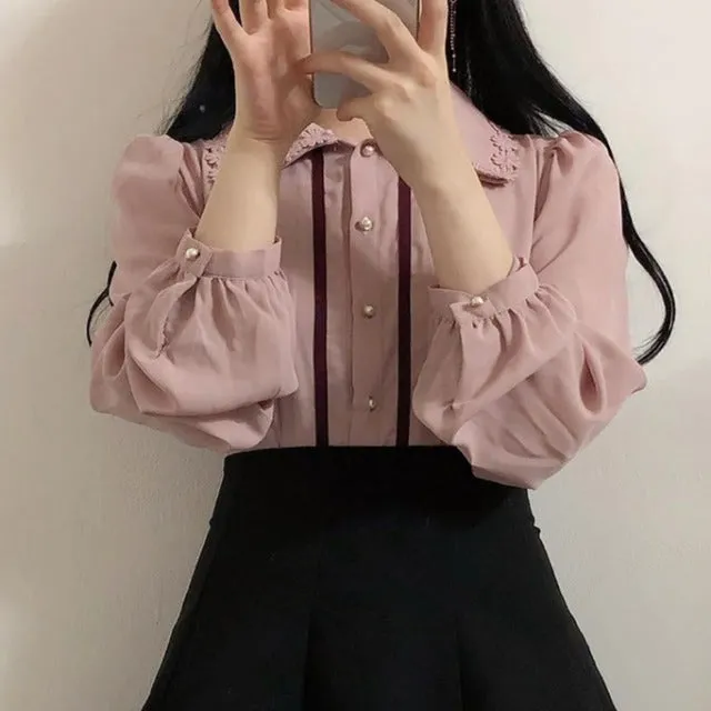 Women's Japanese Korean Design Preppy Style Tops