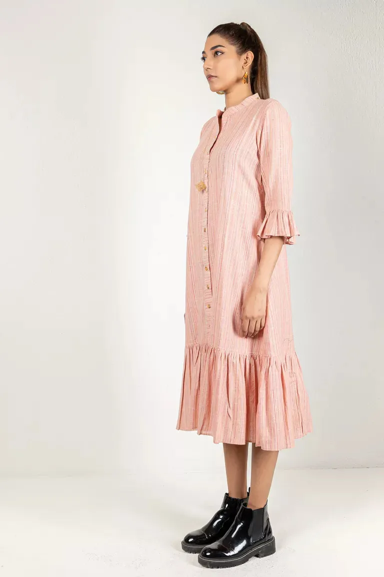 Woven Striped Pink Dress