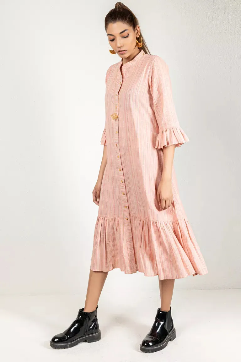 Woven Striped Pink Dress