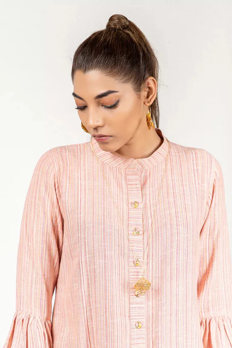 Woven Striped Pink Dress