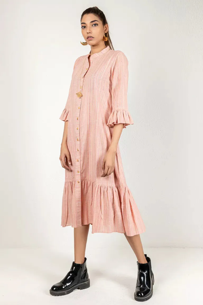 Woven Striped Pink Dress