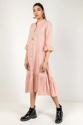 Woven Striped Pink Dress