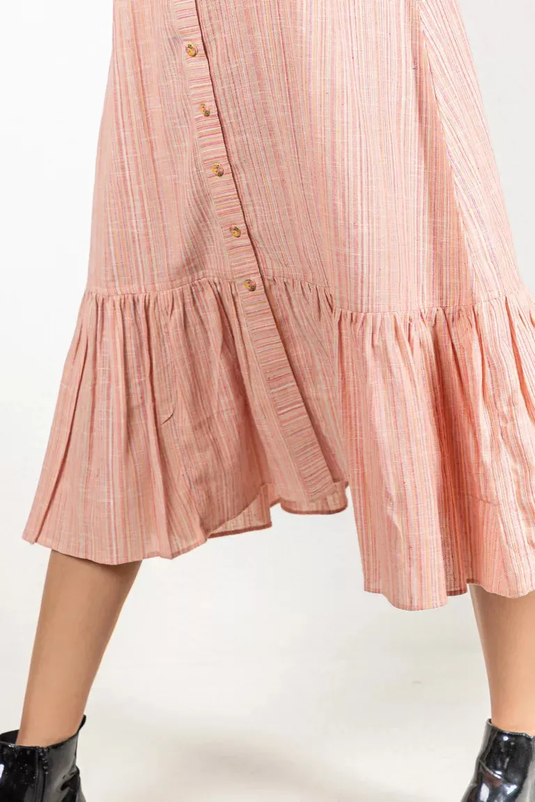 Woven Striped Pink Dress