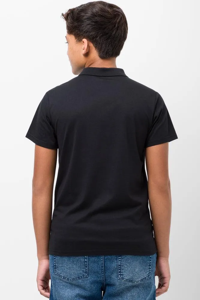 Zip Up Short Sleeve Golfer Black